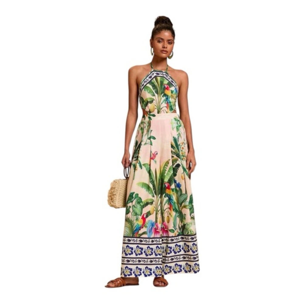 Tropical Print wide leg jumpsuit